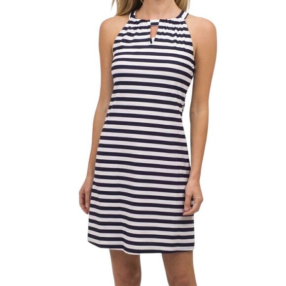 Jude Connally Women’s Lisa Dress Navy And White Stripes, Size L - Picture 1 of 8